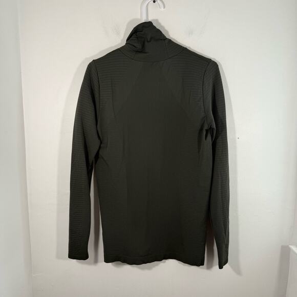 Athleta Flurry Blizzard Peat Green Ribbed Turtleneck Seamless Base Layer Large - Picture 2 of 15